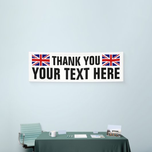Aangepaste dank U teken banner met Engelse vlaggen (Beurs)