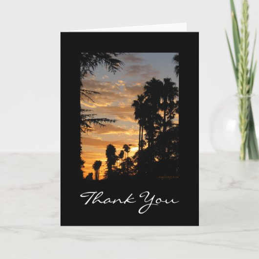 Aangepaste dank voor Palm Tree Sunset Art Card Bedankkaart (Voorkant)