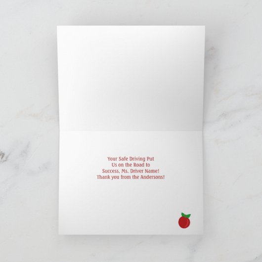 Aangepaste dank voor schoolbusstuurprogramma| Schu Bedankkaart (Binnen)