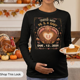 Aangepaste Dankdag Zwangerschapsaankondiging Tri-Blend Shirt