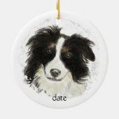 Aangepaste Dated Border Collie, Dog Pet, Animal Keramisch Ornament (Achterkant)