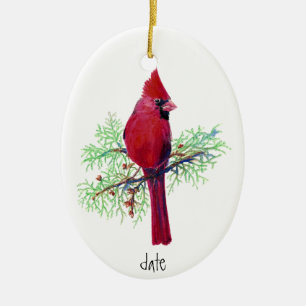 Aangepaste Dated Kardinaal Bird Natuur Keramisch Ornament