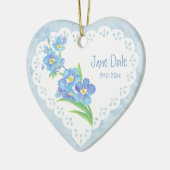 Aangepaste Dated Name Vergeet-me-niet Memorial Flo Keramisch Ornament (Links)
