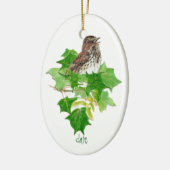Aangepaste Dated Song Sparrow Waterverf Bird Natuu Keramisch Ornament (Links)