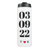 Aangepaste datum 4 Foto Collage Initialen Moderne  Thermosbeker (Voorkant)