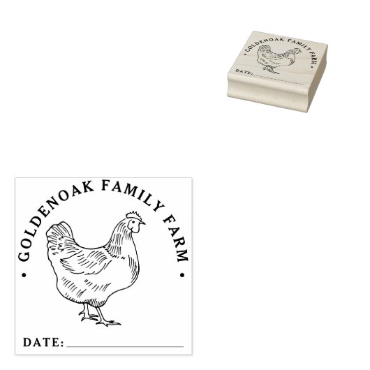 Aangepaste datum Boerderij kippeneieren gepersonal Rubberstempel (Gestempeld)