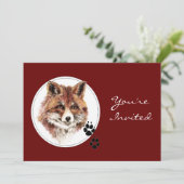 Aangepaste datum, Fox Animal verjaardagsfeestje Kaart (Staand voorkant)