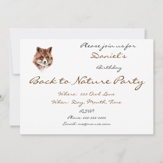 Aangepaste datum, Fox Animal verjaardagsfeestje Kaart (Achterkant)