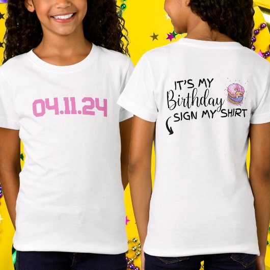 Aangepaste datum Het is mijn verjaardagsteken Mijn T-shirt