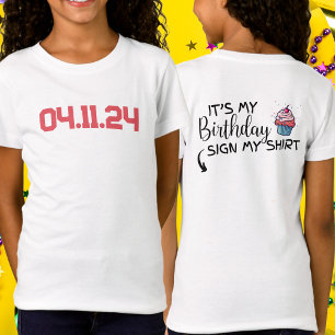 Aangepaste datum Het is mijn verjaardagsteken Mijn T-shirt