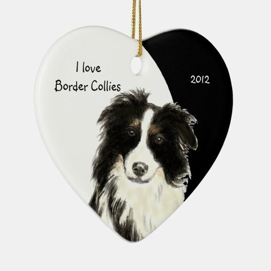 Aangepaste datum Ik hou van grenspoelhond, huisdie Keramisch Ornament (Rechts)