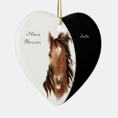 Aangepaste datum Ik hou van paarden Waterverf paar Keramisch Ornament (Rechts)
