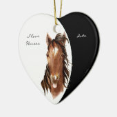 Aangepaste datum Ik hou van paarden Waterverf paar Keramisch Ornament (Links)