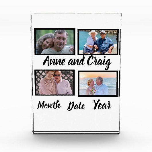Aangepaste datum Jubileum 4 Fotocollage Fotoblokken (Voorkant)