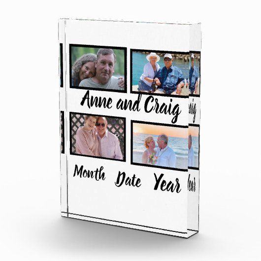 Aangepaste datum Jubileum 4 Fotocollage Fotoblokken (Rechts)