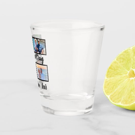 Aangepaste datum Jubileum 4 Fotocollage Shot Glas (Rechts)