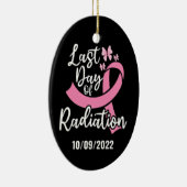 Aangepaste datum laatste dag stralingsborstkanker keramisch ornament (Rechts)