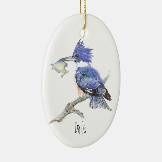 Aangepaste datum of tekst kerstmis Kingfisher Bird Keramisch Ornament (Rechts)
