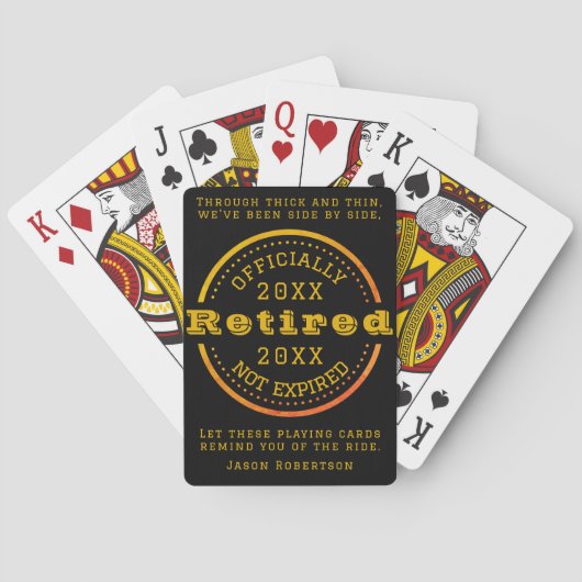 Aangepaste datum pensionering voor bezoekers pokerkaarten (Achterkant)