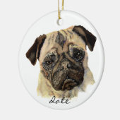 Aangepaste datum, Pug, Pet, Dog, Dier Keramisch Ornament (Links)
