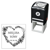 Aangepaste datum Romantic Flower Heart Zelfinktende Stempel (In situ)