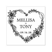 Aangepaste datum Romantic Flower Heart Zelfinktende Stempel (Design)