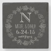 Aangepaste datum van het Monogram van het Chalkboa Stenen Onderzetter (Voorkant)