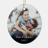 Aangepaste datum voor foto-script keramisch ornament (Links)