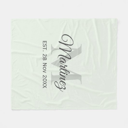 Aangepaste datum voor initialen en familienaam per fleece deken (Voorkant (Horizontaal))