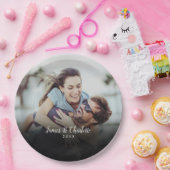 Aangepaste datum voor naam fotoscript papieren bordje (Feest)