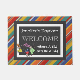 Aangepaste Daycare Fun Stripes Welkom Deurmat