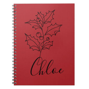 Aangepaste December Holly Geboorte Bloem Gift Notitieboek