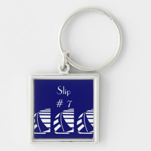 Aangepaste Deco Letter Blue White Sailships Sleute Sleutelhanger