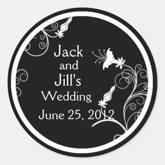 Aangepaste deco-stickers in zwart-wit ronde sticker (Voorkant)