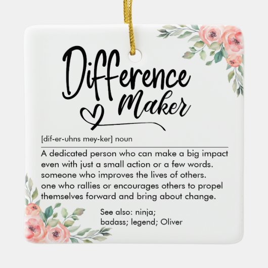 Aangepaste definitie van verschil maker bloemmotie keramisch ornament (Voorkant)