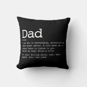 Aangepaste definitie voor papa zwart en wit kussen