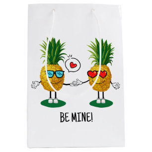 Aangepaste denanappel Emoji Love Couple Medium Cadeauzakje