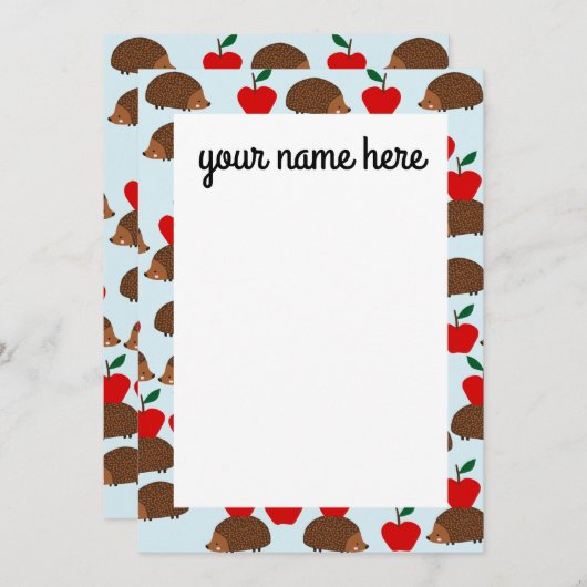 Aangepaste denecards voor egel en appels bedankkaart (Voorkant / Achterkant)