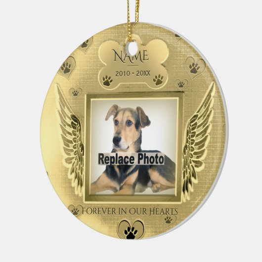 Aangepaste dennengoudsharten keramisch ornament (Links)