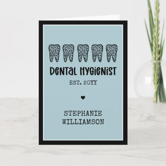 Aangepaste Dental Hygienist Leopard Print Teeth Kaart (Voorkant)