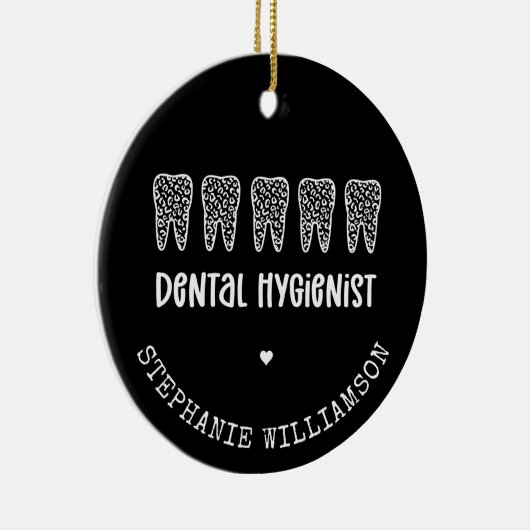 Aangepaste Dental Hygienist Leopard Print Teeth Keramisch Ornament (Rechts)