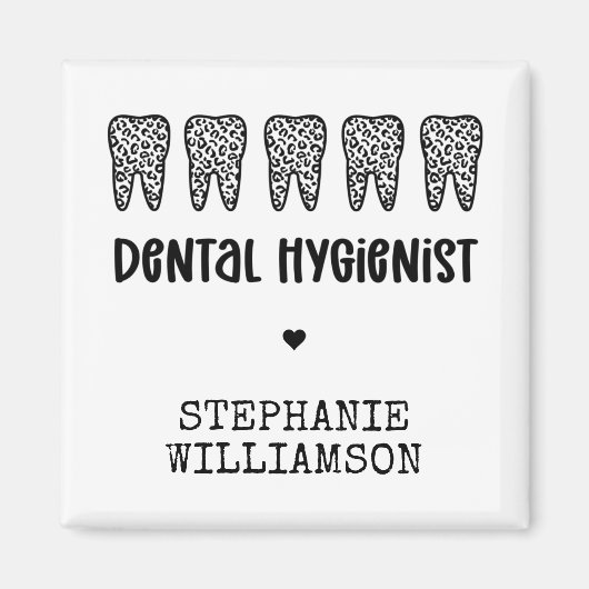 Aangepaste Dental Hygienist Leopard Print Teeth Magneet (Voorkant)