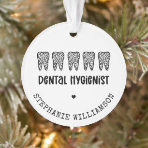 Aangepaste Dental Hygienist Leopard Print Teeth Ornament