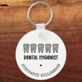 Aangepaste Dental Hygienist Leopard Print Teeth Sleutelhanger (Voorkant)