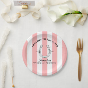 Aangepaste Derby Douche Roze Cabana Stripes Hoefij Papieren Bordje