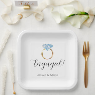 Aangepaste diamant Ring Engagement Party Papieren Bordje