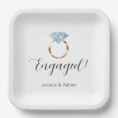 Aangepaste diamant Ring Engagement Party Papieren Bordje (Voorkant)
