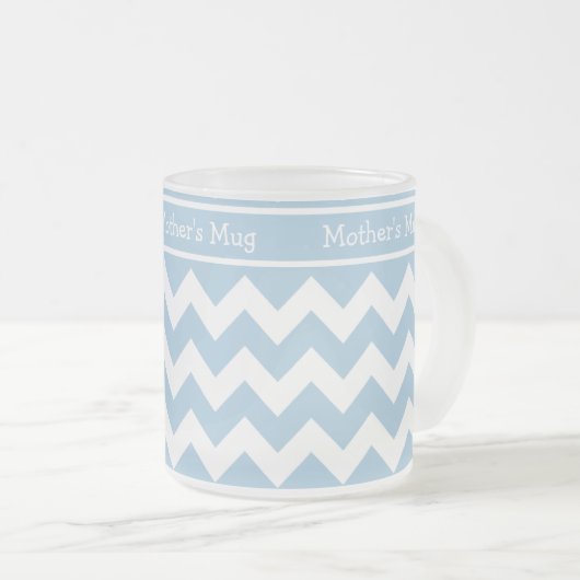 Aangepaste diepgevroren glazen Mok, blauwe en witt Matglas Koffiemok (Voorkant rechts)