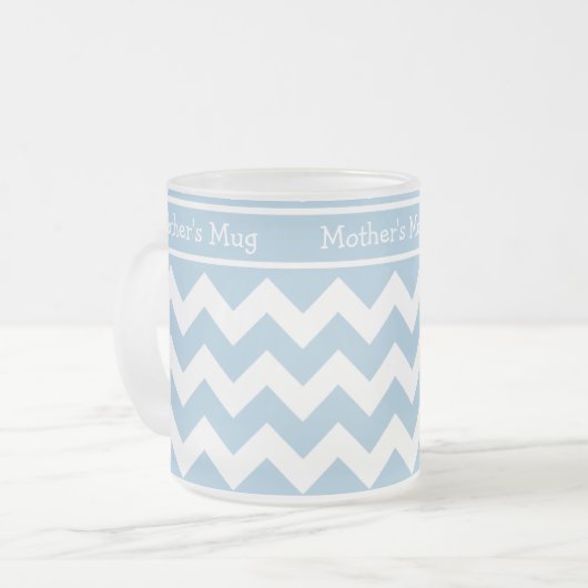 Aangepaste diepgevroren glazen Mok, blauwe en witt Matglas Koffiemok (Voorkant links)