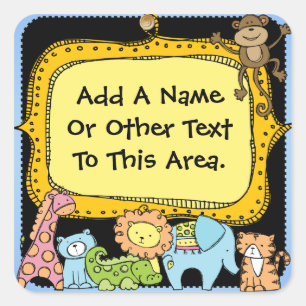 Aangepaste dierentuin Dieren Olifant Giraffe Leeuw Vierkante Sticker